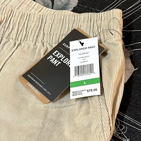 NWT SURF & SWIM CO. BEIGE/TAN CORDUROY YZT MENS EXPLORER PANT SZ LARGE - Picture 5 of 10